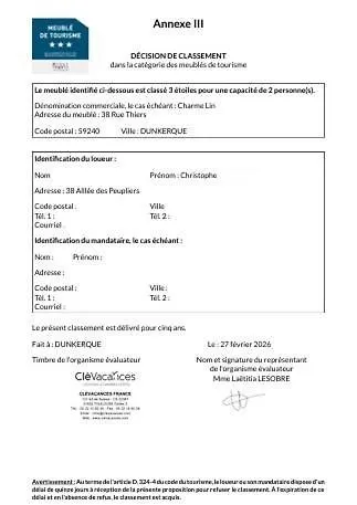 Charme'lin - Proche Centre Et Gare - Meuble De Tourisme Classe 3 Etoiles Selon Le Classement Officiel Atout France Lejlighed *